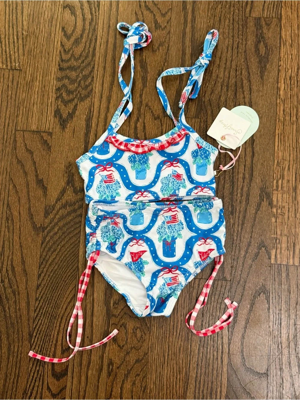 NWT SweetHoney Meg Tankini Star Spangled Banner Size 18M